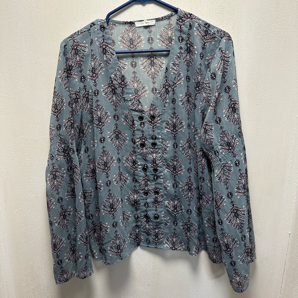 Maurices Blue and Pink Patterned Top
